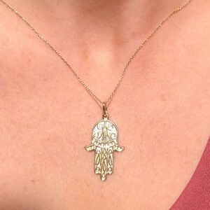 14 Karat Yellow Gold Hamsa Charm Pendant